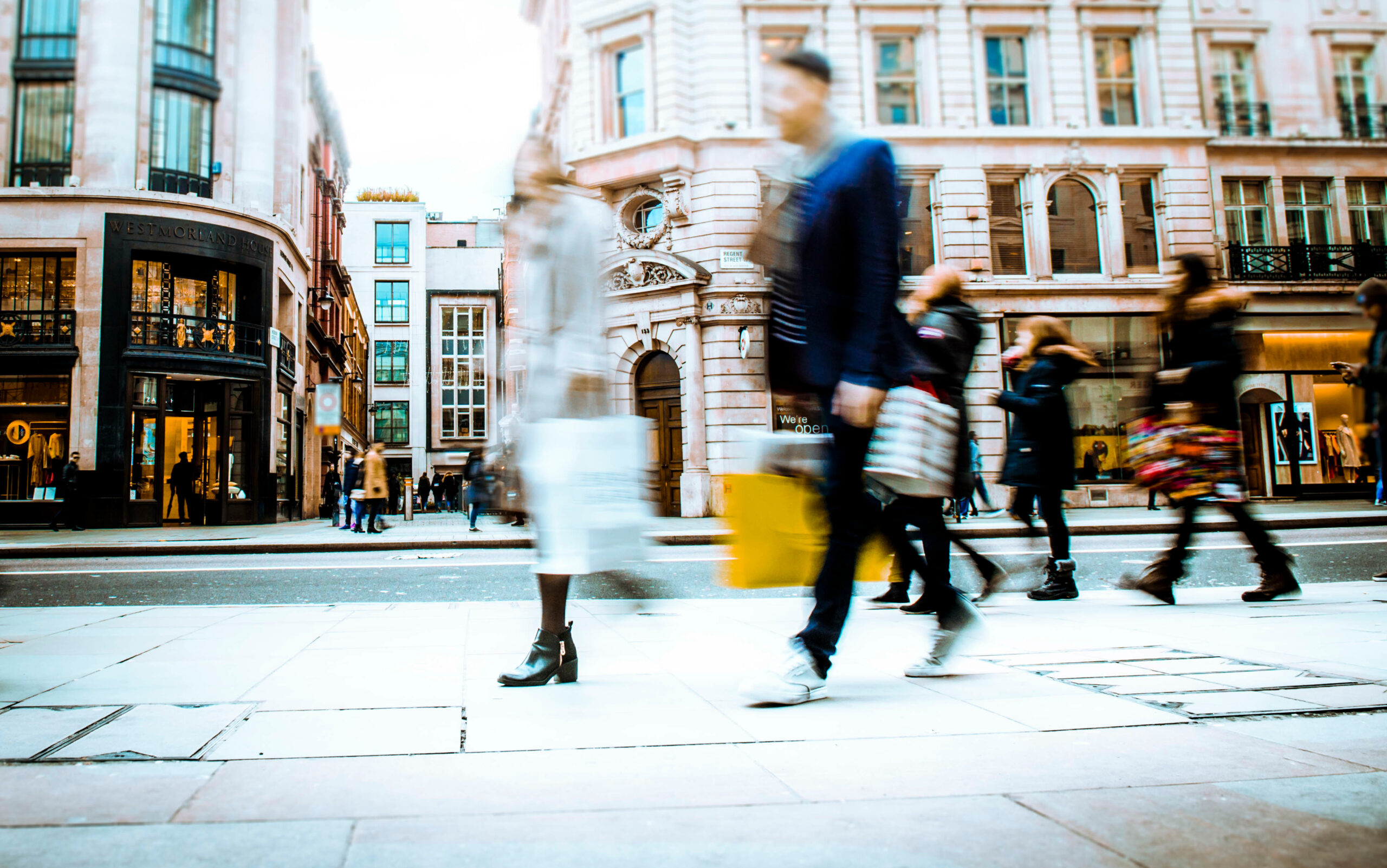 motion blurred shopping street